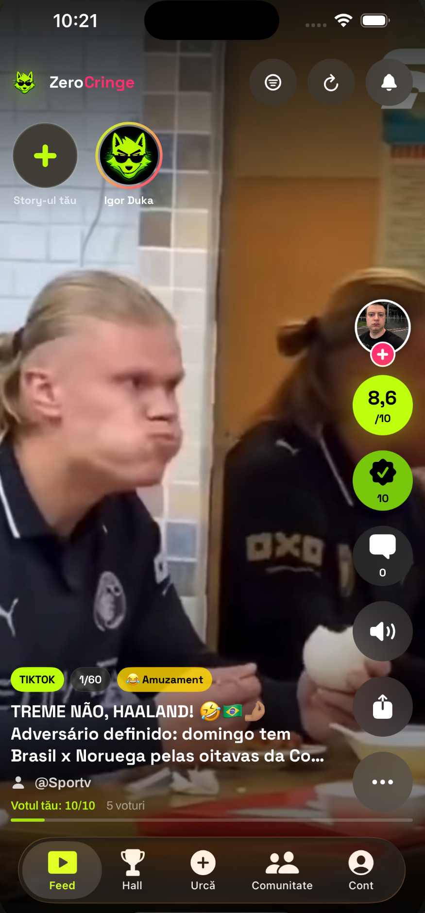 Feed-ul ZeroCringe cu notă și emoție